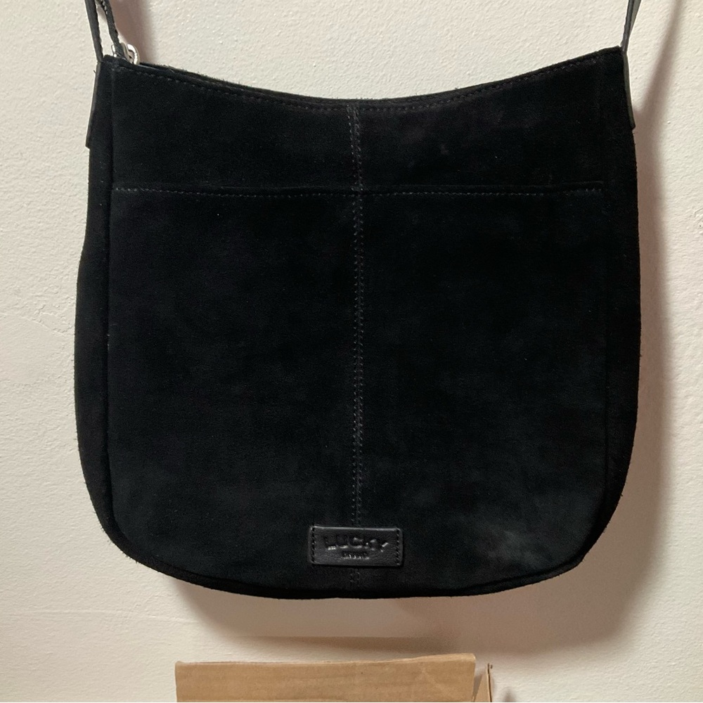 Lucky Brand Classic Black Suede Crossbody Bag